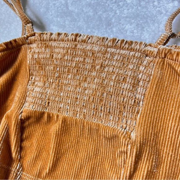 Urban Outfitters Eden Velvet Golden Brown Ruched Cami Crop Tank Top - Picture 6 of 10